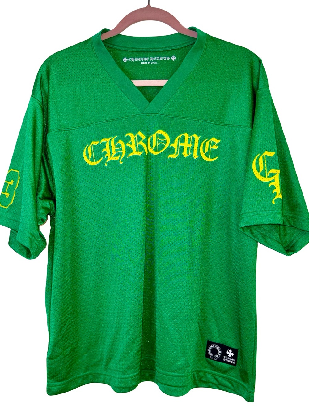 CHROME HEARTS STADIUM MESH JERSEY IN EMERALD GREEN